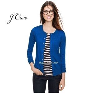 J.Crew electric blue Tippi fine wool crewneck cardigan sweater *shop@iamwarrior